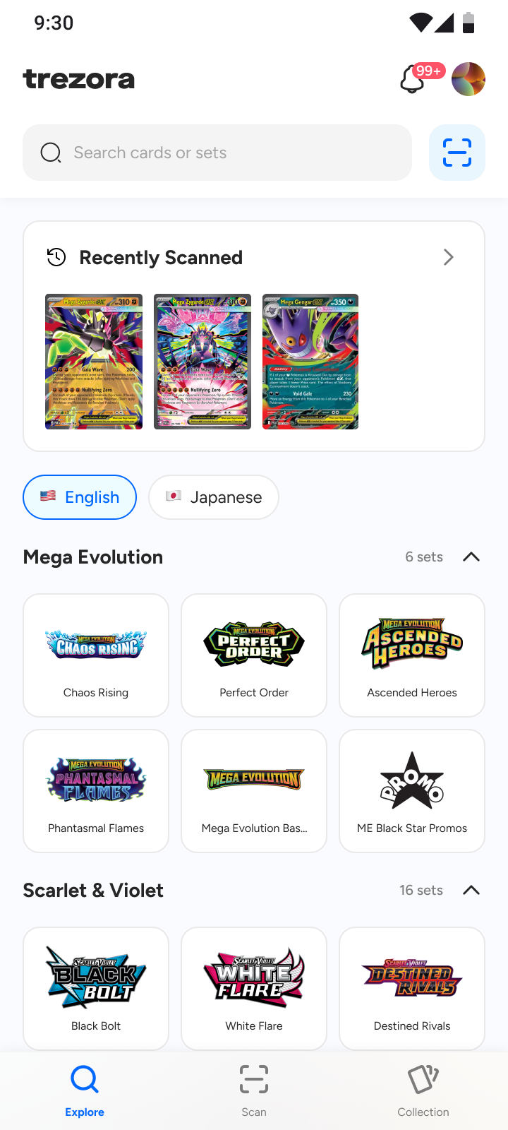Trezora home screen